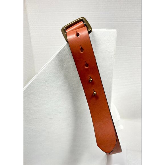Gap Leather Belt Fold Over Pin Design No Prong Brass Buckle Caramel Color Size M - Picture 4 of 10